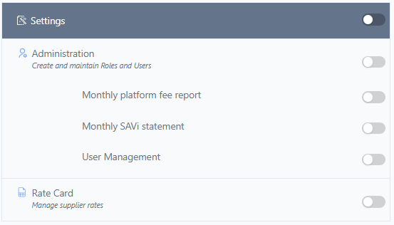 Settings category permissions