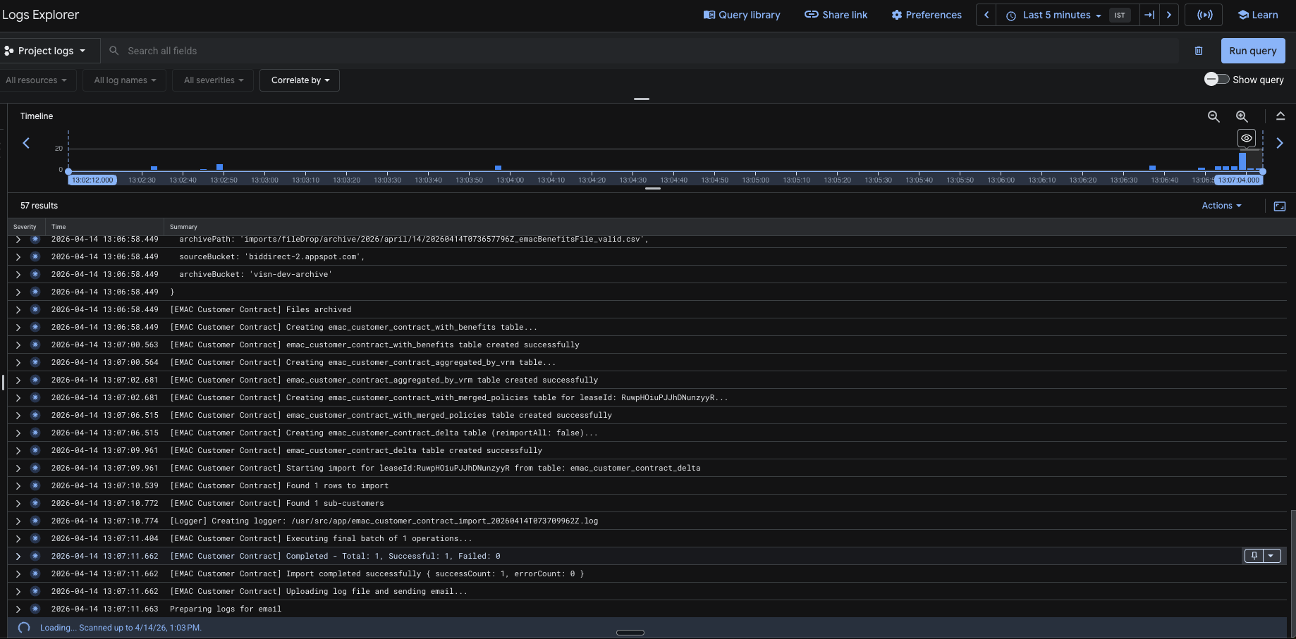 Benefits file Firestore import log