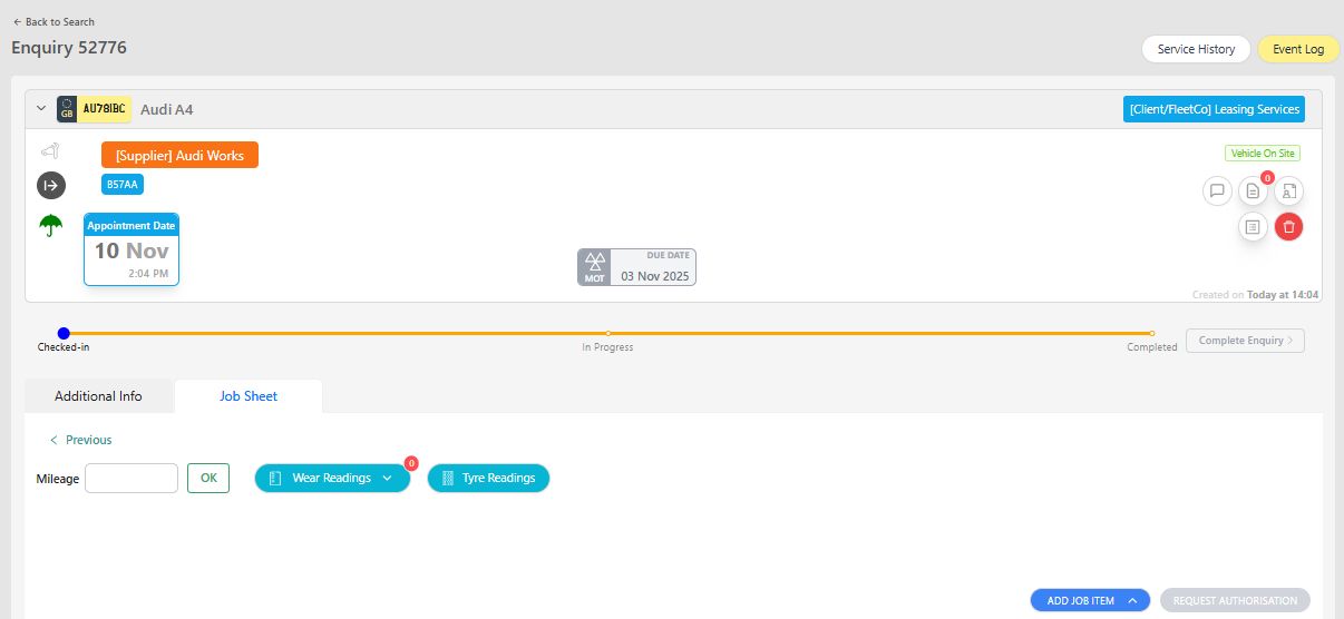 Walk‑In page — success toast